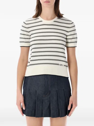 Apc Striped-pattern Short-sleeve T-shirt In Purple