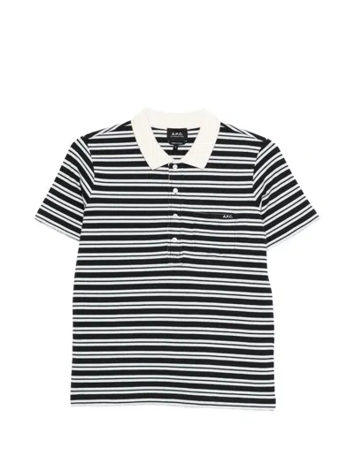 Apc Striped Pocket Polo In Blue