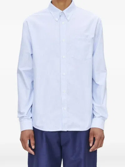 A.p.c. Striped Pocket Shirt In Blue