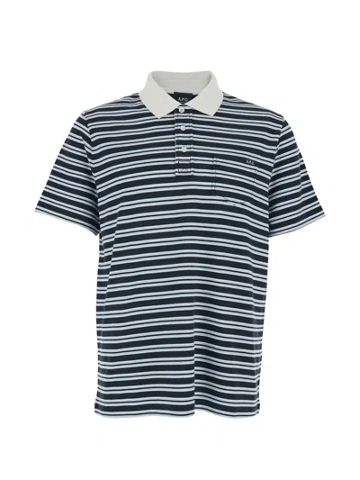 Apc A.p.c. Men Multicolor Polo Shirt With Horizontal Striped Motif In Cotton Man