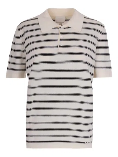 Apc A.p.c. Striped Polo Shirt In Neutral