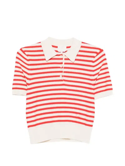 Apc Striped Polo Sweater In Red