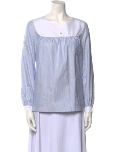 Pre-owned Apc Striped Scoop Neck Blouse In Blue