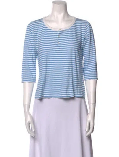 Pre-owned A.p.c. Striped Scoop Neck Crop Top In Blue