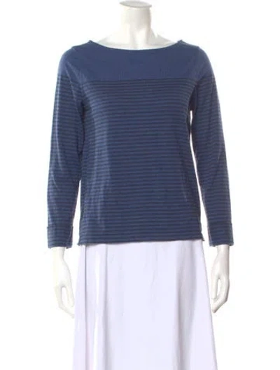 Pre-owned A.p.c. Striped Scoop Neck Top In Blue