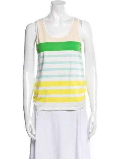 Pre-owned A.p.c. Striped Scoop Neck Top In Neutral