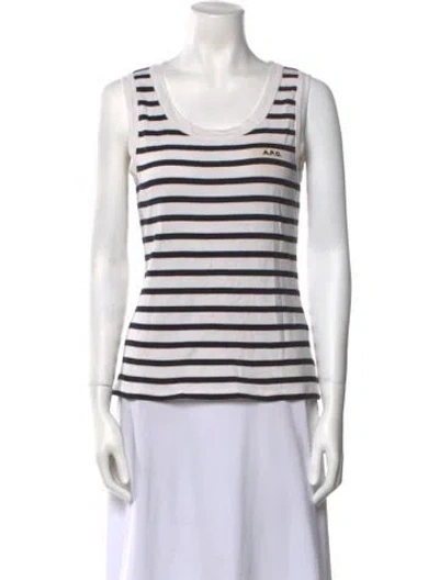 Pre-owned Apc Striped Scoop Neck Top In Neutral