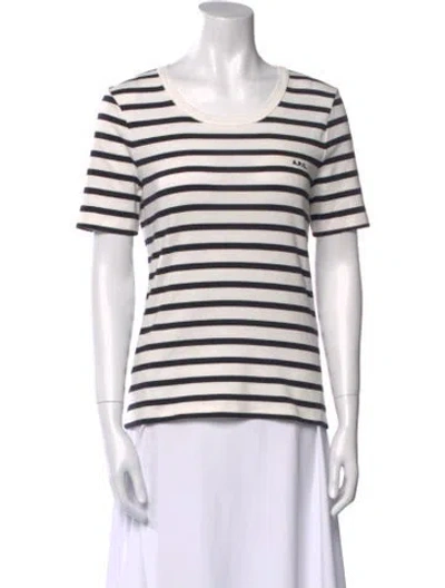 Pre-owned Apc Striped Scoop Neck T-shirt In White