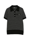 A.p.c. A. P.c. Striped Cotton Polo Shirt With Logo Front Pocket In Black