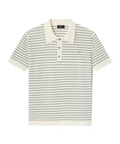 A.p.c. Striped Short-sleeve Polo Shirt In Neutral