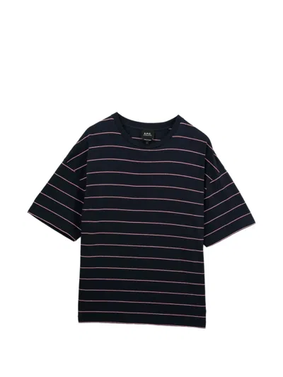 A.p.c. Striped Short-sleeve T-shirt In Blue
