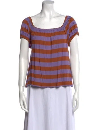 Pre-owned Apc Striped Square Neckline Blouse In Purple