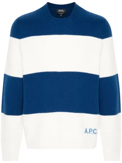 Apc Striped Sweater In Dark Blue