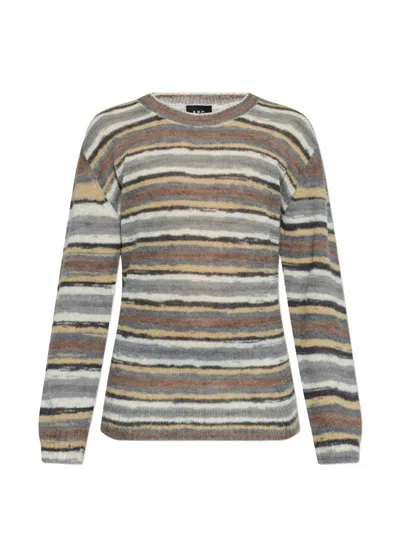 A.p.c. Brushed Striped Knitted Sweater In Multi
