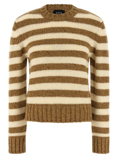 A.p.c. A. P.c. Women Brown Striped Sweater, L Luxury Sweaters & Knitwear For Women Darveys