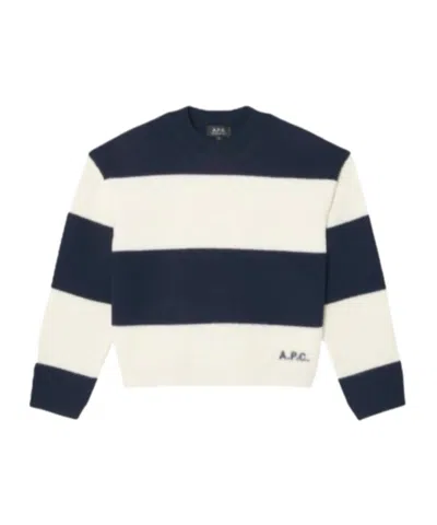 A.p.c. Striped Sweater In Blue
