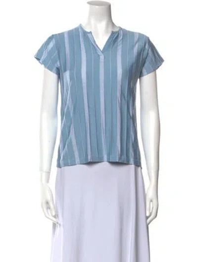 Pre-owned Apc Striped V-neck Blouse In Blue