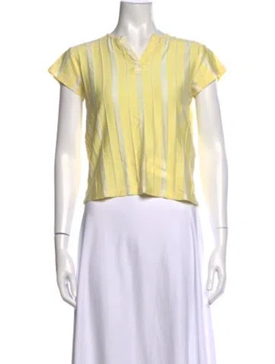 Pre-owned A.p.c. Striped V-neck Blouse In Yellow