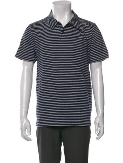 Pre-owned A.p.c. Striped V-neck Polo Shirt In Blue