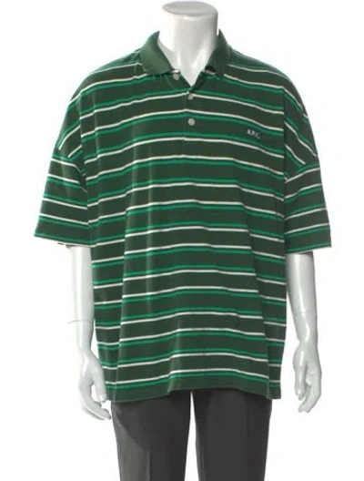 Pre-owned Apc Striped V-neck Polo Shirt In Green