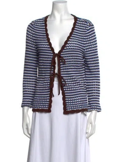 Pre-owned A.p.c. Striped V-neck Sweater In Blue