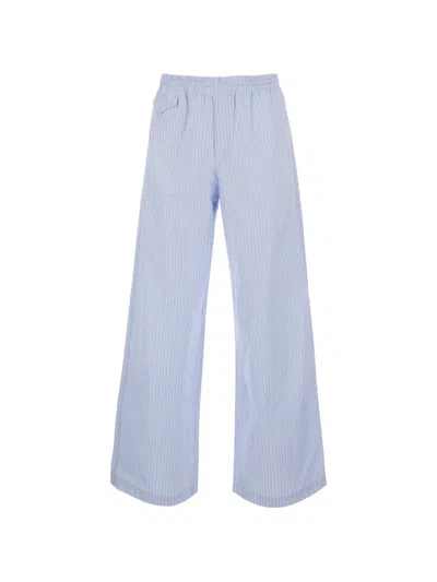 Apc Striped Wide-leg Trousers In Blue