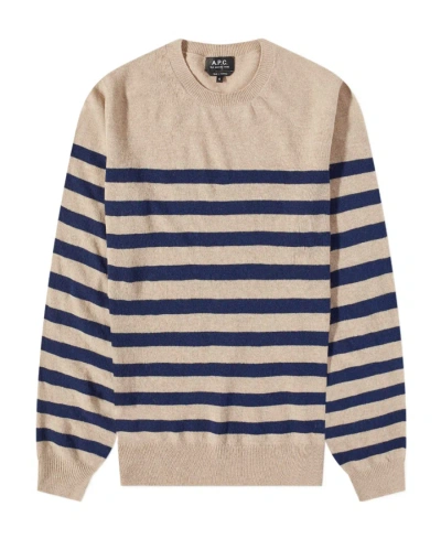 Apc Striped Wool Jumper In Nude