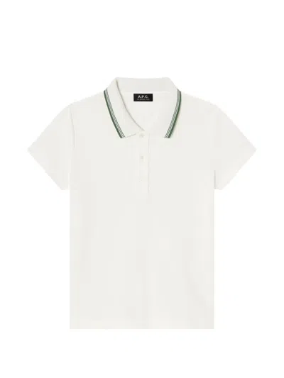 A.p.c. Striped-trim Cotton Polo Shirt In White