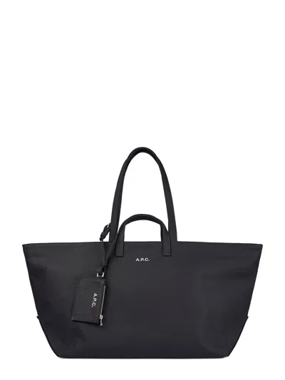 A.p.c. Structured Black Cotton Tote Bag