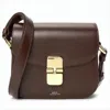 Apc Structured Brown Calf Leather Shoulder Bag In Brown