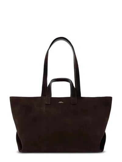 A.p.c. Structured Brown Leather Tote Bag