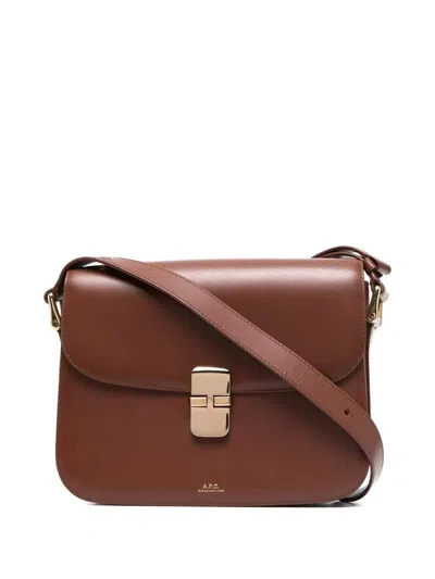 Apc Structured Brown Shoulder Bag