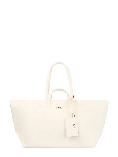 A.p.c. Structured Cotton Canvas Tote Bag With Detachable Pouch In White