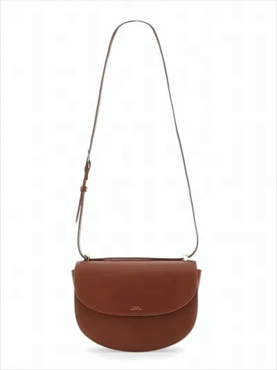 Apc Structured Crossbody Bag In Rich Brown Leather