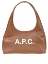 Apc A.p.c. Structured Shoulder Bag With Bold Lettering In Brown