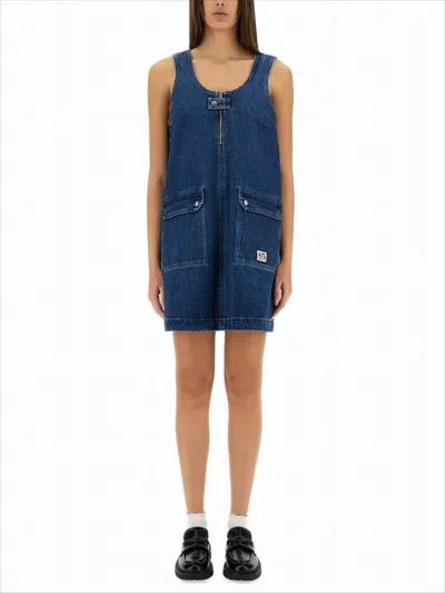 Apc Structured Sleeveless Denim Dress In Blue