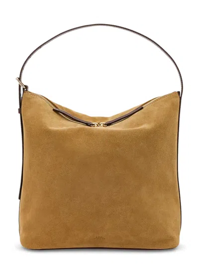 A.p.c. Structured Suede Handbag With Gold-tone Accents In Yellow
