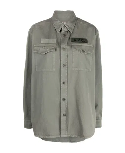 Apc Stud-embellished Long-sleeve Jacket In Gray