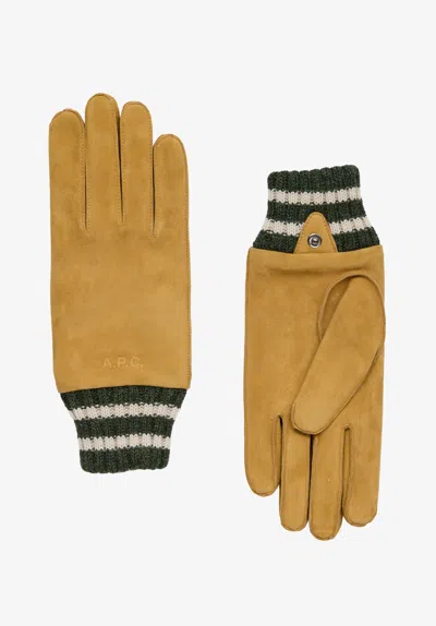 A.p.c. Suede And Alpaca Gloves 7 Honey