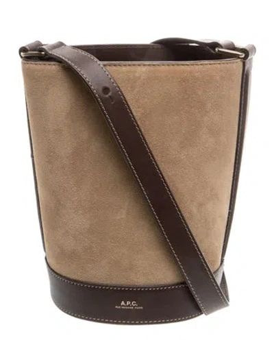 Pre-owned A.p.c. Suede Bucket Bag In Neutral