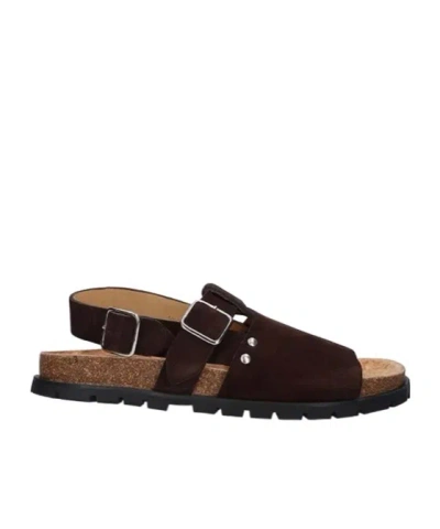 A.p.c. Suede Flat Sandals In Burgundy