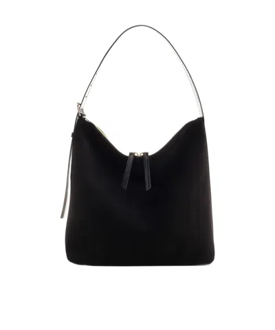 A.p.c. Suede Shoulder Bag In Black