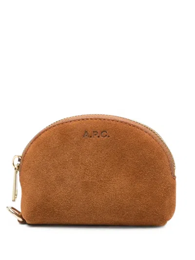 A.p.c. Suede Wallet In Brown