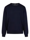 Apc Merino Wool Jumper With Tone-on-tone Embroidery In Azul Oscuro