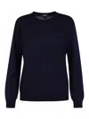 Apc 'nina' Black Sweater With Tonal Logo Embroidery In Wool Woman In Azul Oscuro
