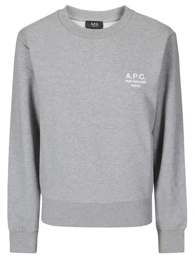 Apc A.p.c. Rue Madame Logo Embroidered Crewneck Sweatshirt In Grey