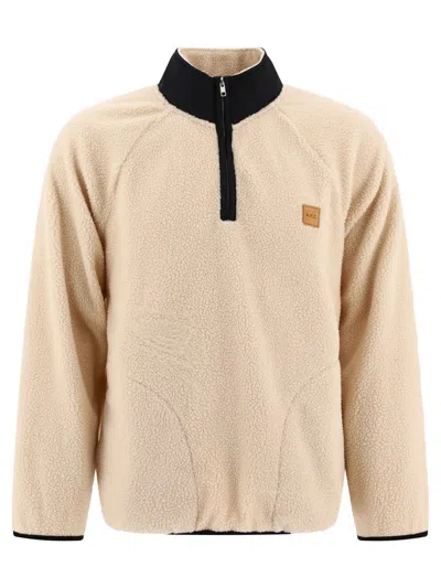 Apc Logo-appliqué Half-zip Sweatshirt In Aad Ecru