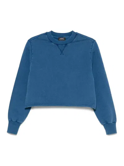 Apc Sweat Label F Garment Dye In Dark Blue