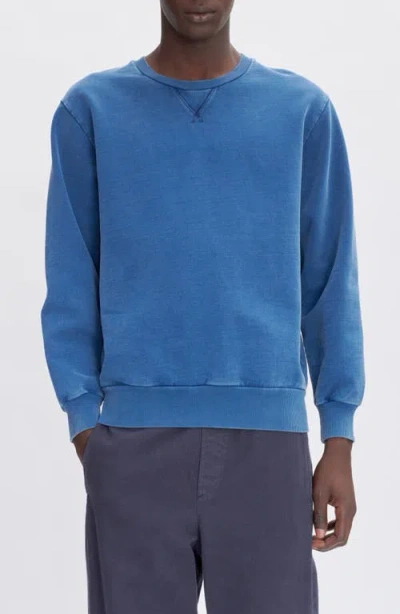 Apc A.p.c. Sweat Label Garment Dye Sweatshirt In Iaj Marine