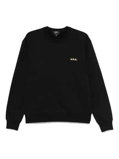 Apc Logo-flocked Organic Cotton-jersey Sweatshirt In Black
